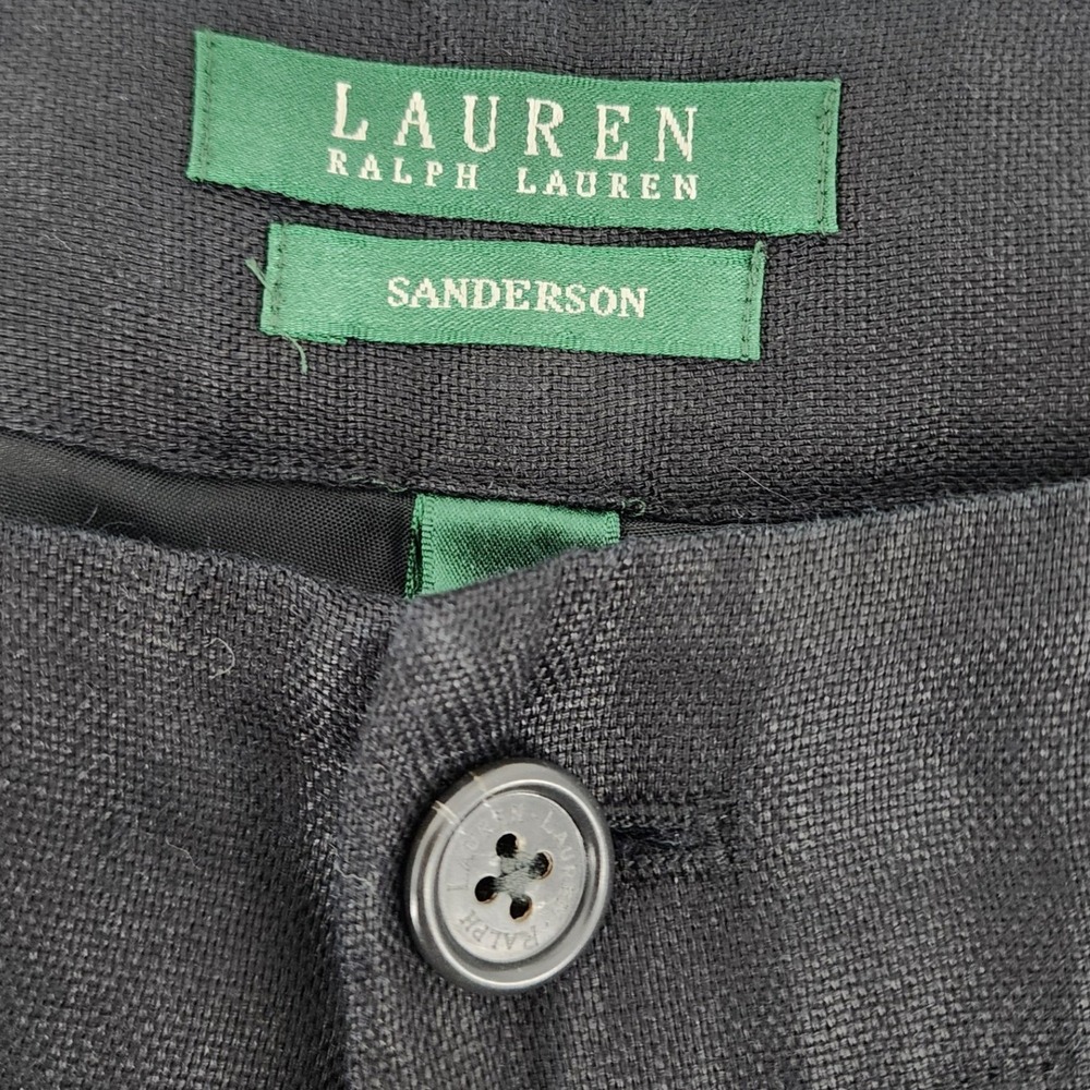 Lauren Ralph Lauren 14 Black Linen Sanderson Pants Straight Leg Career Workwear - Picture 4 of 10